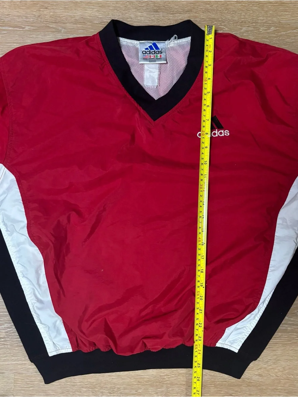 Vintage 90s Adidas Windbreaker Pullover Mens Medium Red Lined Pullover Rare